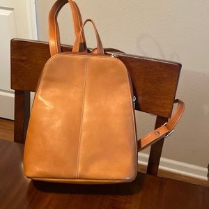 Real leather mini backpack purse with two ways to wear